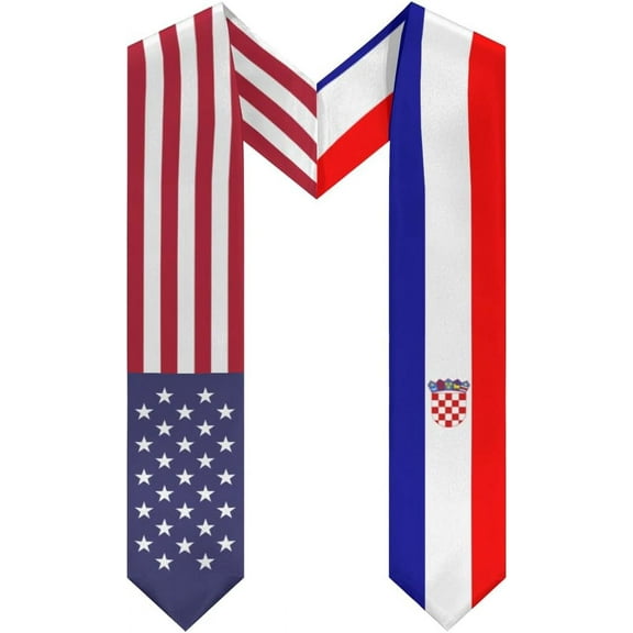 DABOYOZHZH Croatia Mix United States Flag Graduation Stole Sash For Study Aboard International Students