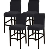Bar Stool Covers, Non-Slip Counter Height Chair Protectors with Elastic Bottom, High Stretch Fabric for Restaurant and Event Use, Set of 4 in Black