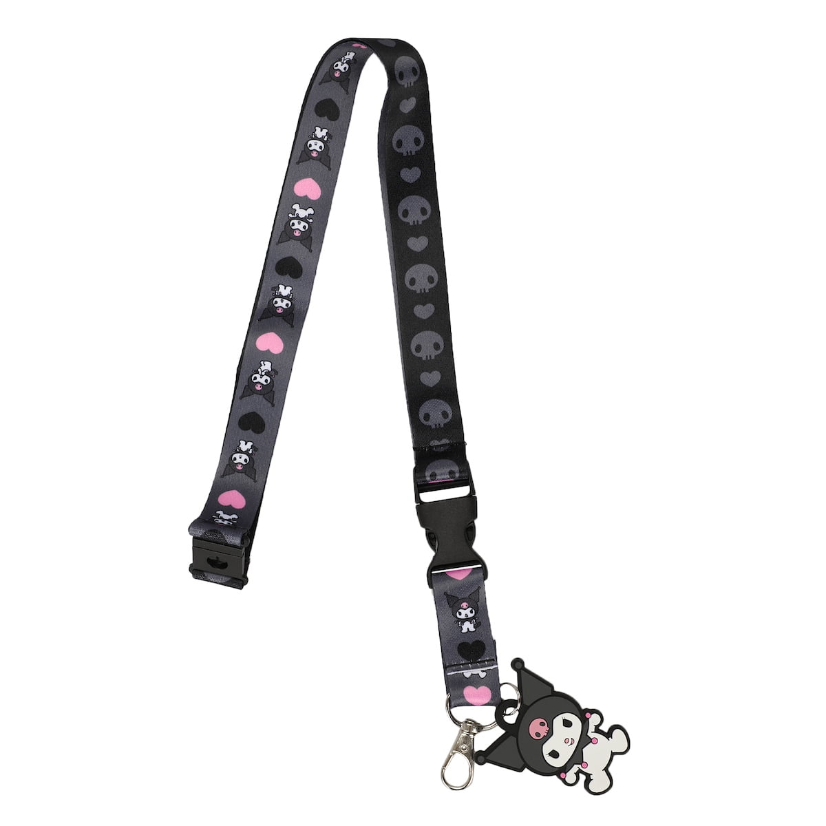 Maglietta Corta Kuromi Hearts &amp; Skulls - T-shirt Donna Nero Con Stampa