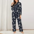 thumbnail image 2 of Pofeuu Retro Flower Print Womens Pajamas Set Long Sleeve Sleepwear Button Down Nightwear Soft Pj Lounge Sets Button Down Pajamas Women-X-Large, 2 of 7