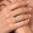 thumbnail image 3 of Gem Stone King 18K Yellow Gold Plated Silver Blue Tanzanite Lab Grown Diamond Ring Set with Moissanite (1.00 Cttw, Size 8), 3 of 5