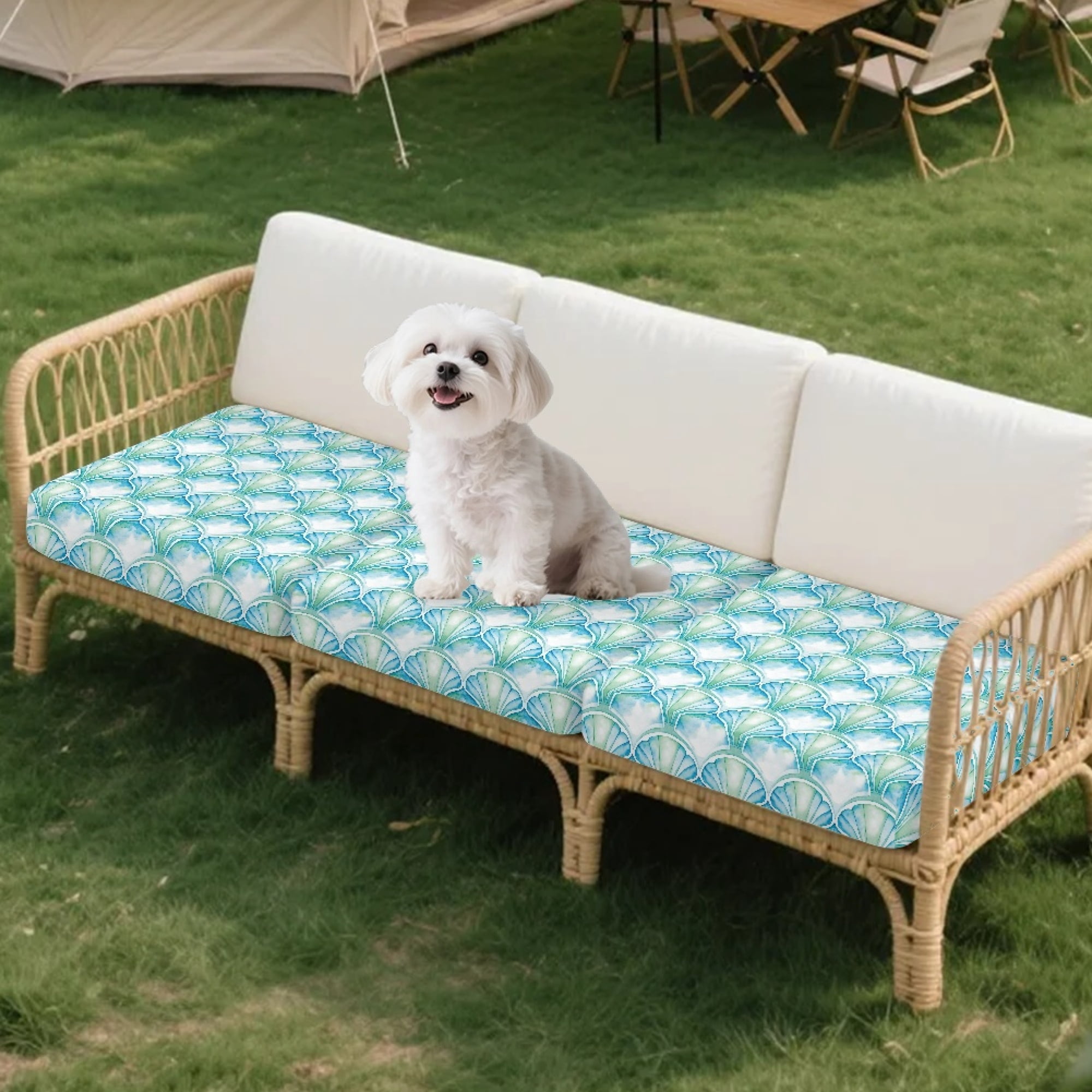 TSOVTHRID Blue Seashell Vintage Print Sofa Covers for Seat Cushions Non Slip Couch Cushion Slipcovers Luxury Soft Couches Furniture Protector for Chair Loveseat
