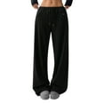 thumbnail image 3 of Women's Drawstring Low Rise Sweatpants, Baggy Wide Leg Casual Pants with Side Pockets, Soft Comfortable Lounge Pants for Streetwear, Weekend Wear, and Daily Activities Black S, 3 of 9