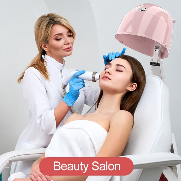Deep Beauty Ionic Hooded Hair Dryer, 1875W Bonnet, 3 Heating Settings, Sit Under for Home and Salon, Portable & Collapsible, Height Adjustable (Pink)