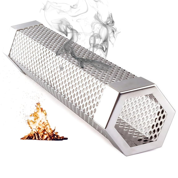 12" Smoke Tube for Pellet Smoker,Basic Version No Accessories Included,5 Hours Billowing Smoke Hot & Cold Smoking,Stainless Steel Wood Chip Smoking Tube for Gas & Charcoal BBQ Grills