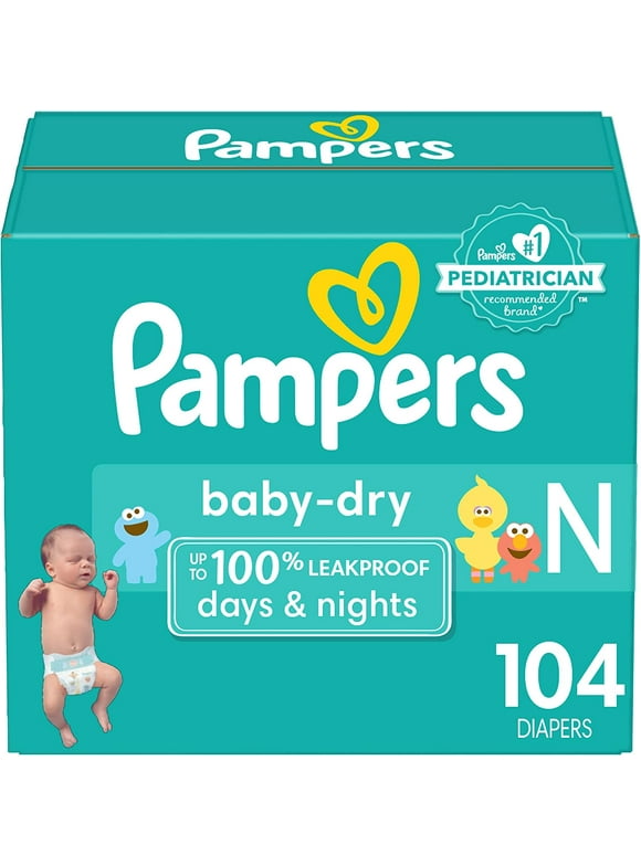 Baby Dry Diapers Newborn - Size 0, 104 Count, Absorbent Disposable Diapers