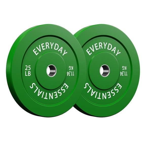 INTRTLOCKINGING TILES 25 LB Olympic Bumper Plate Pair, Rubber Weight Plates with 2-Inch Center Insert, Low-Rebound Design for Home Workouts and Weightlifting