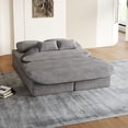 thumbnail image 3 of 2-in-1 Convertible Sofa Bed,75'' Foldable Sleeper Sofa Bed,Corduroy Floor Folding Sofa Bed Lounge Sofa with Multi Functional Blanket for Living Room Bedroom,Grey, 3 of 7