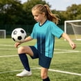 thumbnail image 4 of Nilvkv Boys Sweatsuit, Boys Summer Outfits, Fast Dry Breathable Short Sleeve Jersey and Pocketed Shorts Set Training Blue 8-10 Years, 4 of 8