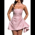 thumbnail image 2 of Vestido de Fiesta de Satén Bordado con Escote en V y Corte en A. Rosa M, 2 of 7