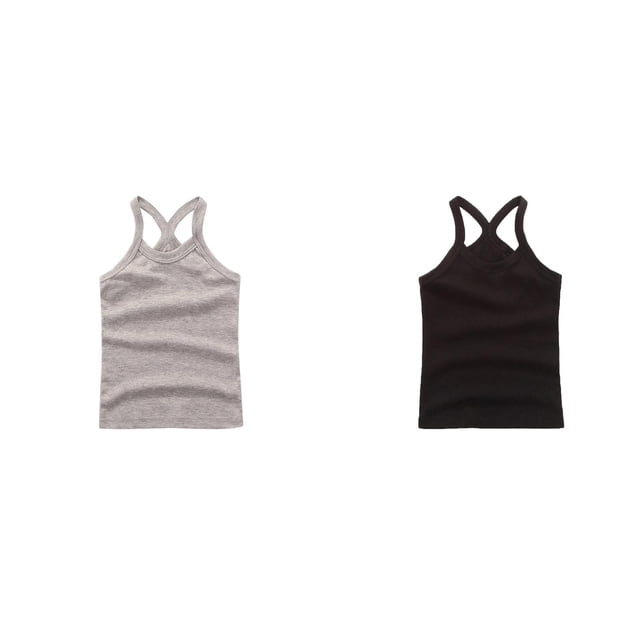 (2-Pack) Rinsvye Children Vest Sleeveless Undershirt Pure Tank Tops Girls Lightweight Breathable Summer