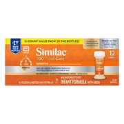Similac 360 Total Care Sensitive Ready-to-Feed Baby Formula, Has 5 HMO Prebiotics, 2-fl-oz Bottle, Pack of 12