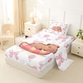 thumbnail image 2 of Erosebridal Cartoon Capybara Twin Sheet Sets For Cute Animals Lover,Pink Bows Cartoon Bowtie Bedding For Kids 3pcs, 2 of 6