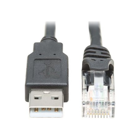 UPC: 0037332222121 | Tripp Lite USB-A to RJ45 Rollover Console Cable (M/M) – Cisco Compatible 250 Kbps 15 ft. Black (U009-015-RJ45-X)