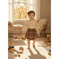 thumbnail image 4 of Happy Town Toddler Girl Fall Outfits Ruffle Top & Plaid Skirt with Hat 3-Piece Set,Size 12M-5T, 4 of 9