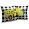 thumbnail image 2 of Summer Lemon Pillow Covers 20x20 Yellow Truck with Yellow Lemon Blossom Throw Pillow Covers Black Buffalo Plaid Cushion Case Set of 2 for Indoor Farmhouse Patio Car, 2 of 6