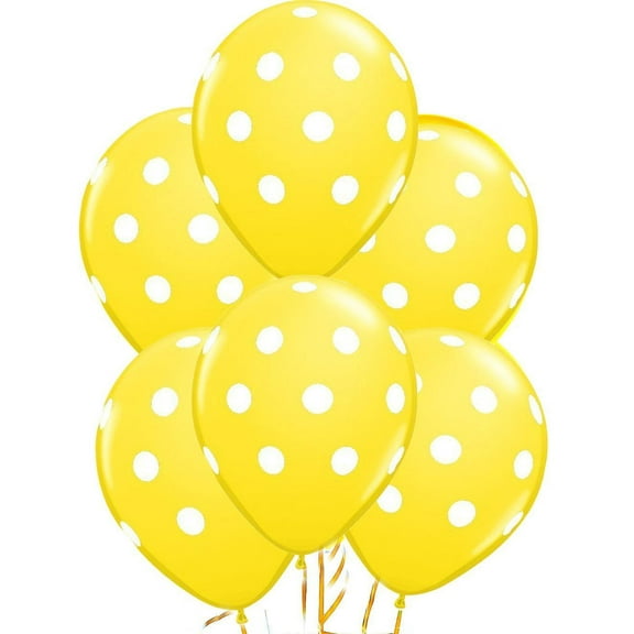 Polka Dot Balloons 11inch Premium Yeloow with All-Over Print White Dots Pkg/25