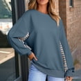 thumbnail image 2 of Jamicy Chandails en Molleton pour Femmes Cadeau Tendance pour Femmes Chandail en Molleton Surdimensionné 2025 Décontracté Ample à Rayures Colorblock Manches Longues Col Rond Tunique, 2 of 7