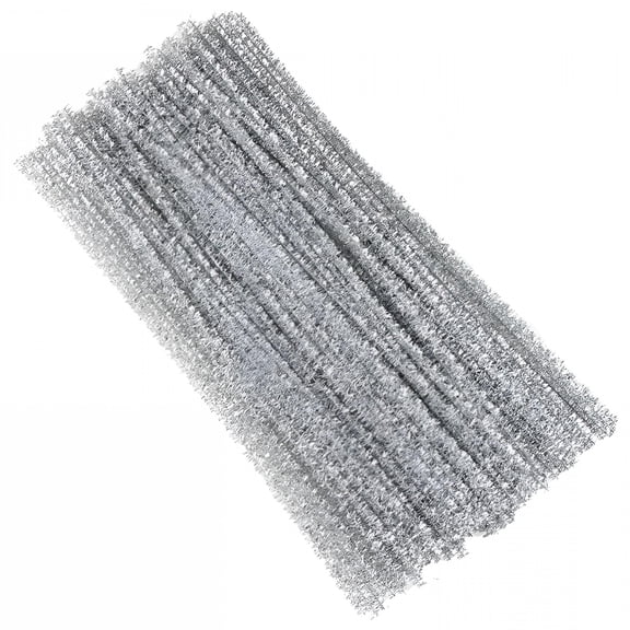 CCOCC Glitter Silver Craft Pipe Cleaners, 100 Pieces Chenille Stem for DIY Art and Crafts Projects