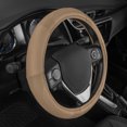 thumbnail image 3 of Motor Trend Odorless Beige Classic Stitch Perforated Simulated Leather Steering Wheel Cover for Car SUV Van & Truck, 3 of 6