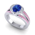 thumbnail image 2 of 2.35 Carat Oval Cut Blue Sapphire & Pink Sapphire Gemstone Shiny Anniversary Ring for her 18K White Gold Size 8.5 by Diamond-Capitals, 2 of 8