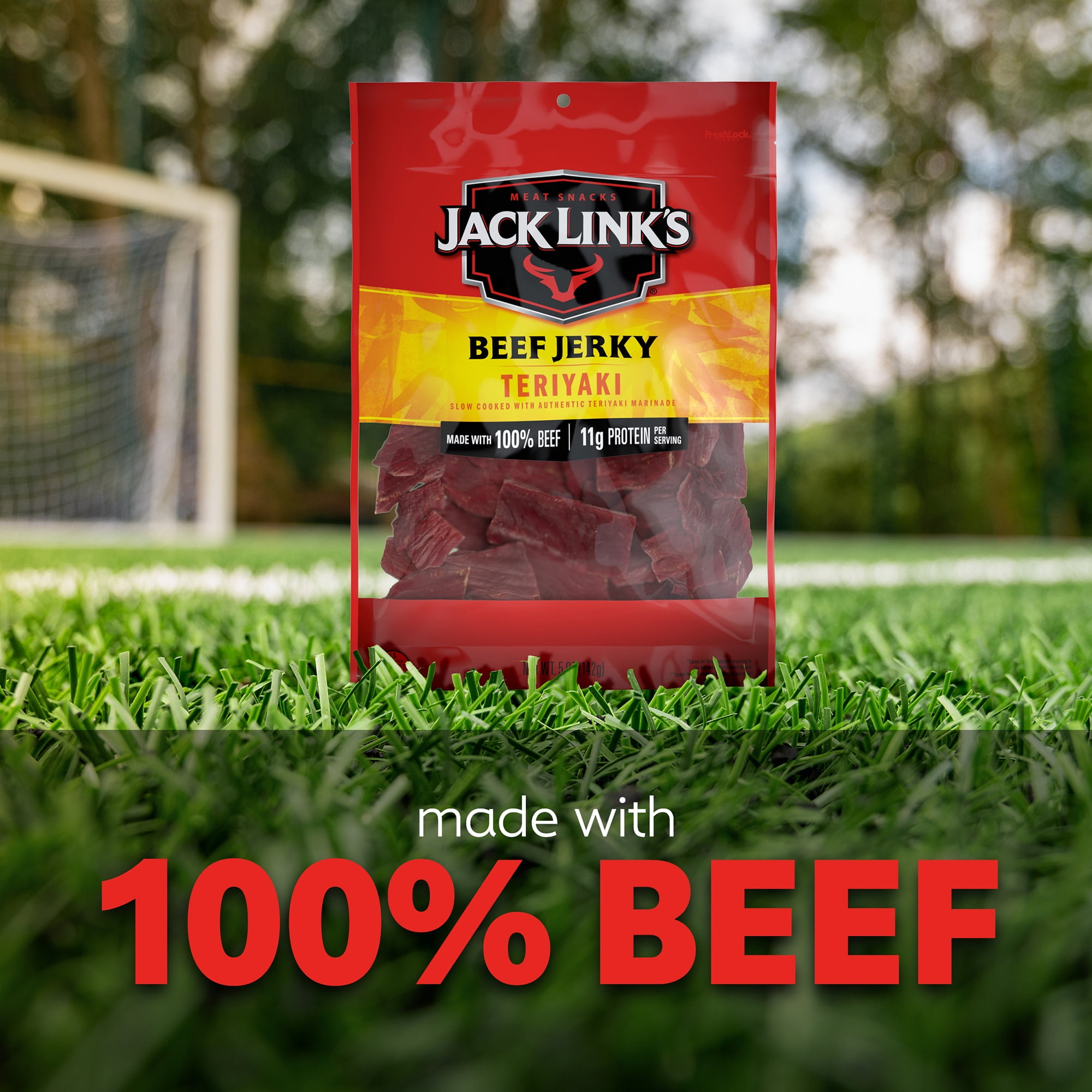 (8 pack) Jack Link’s Beef Jerky, Teriyaki, Made with 100% Beef, 11g of Protein per Serving, 5 Ounce, Resealable Bag