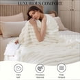 thumbnail image 3 of U by Bedsure White Throw Fleece Blanket for Couch, Super Soft Cute Small Throws for Girls, 50x60 inches, Wider Striped Design, 3 of 6