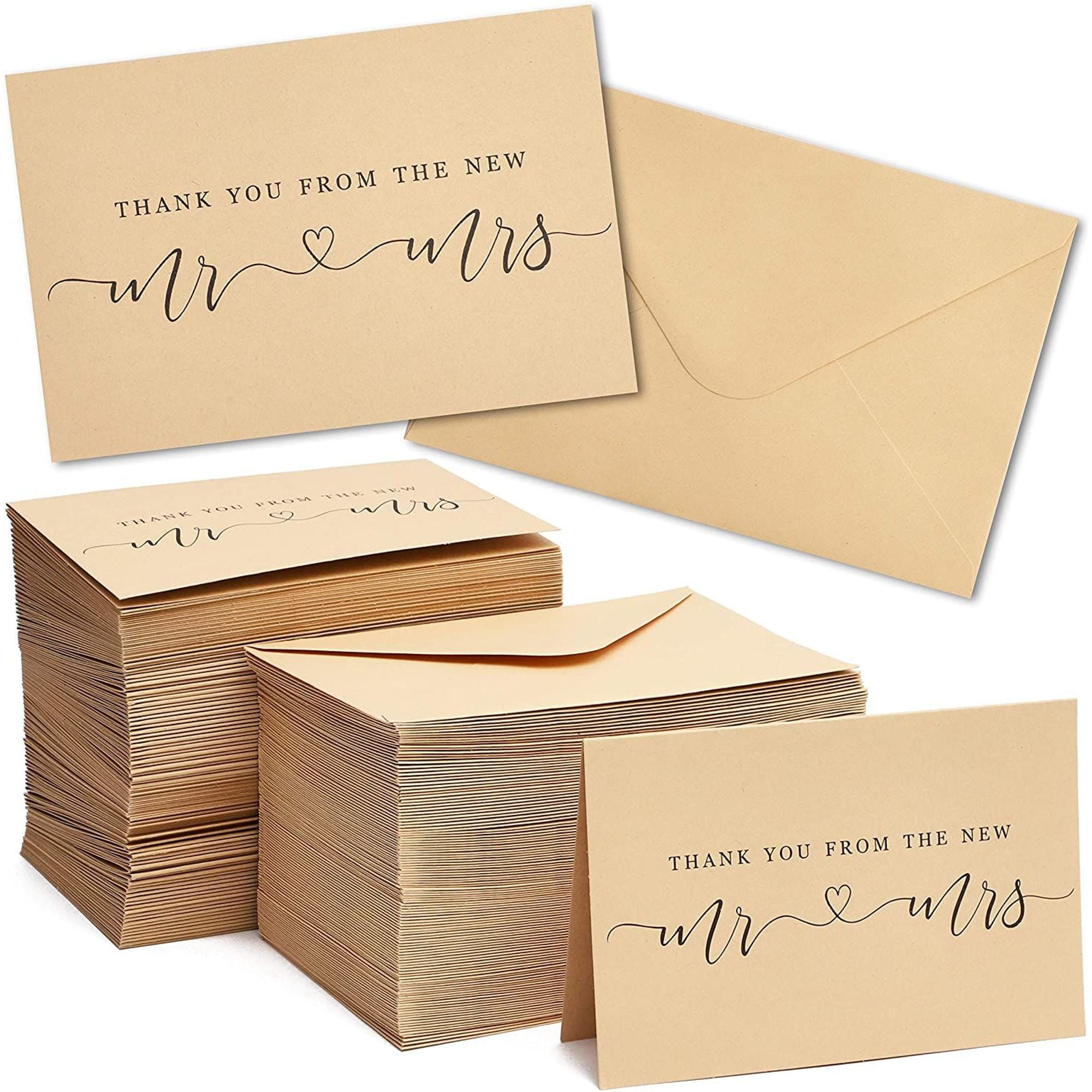 Count Wedding Thank You Cards With Kraft Paper Envelopes Bulk Mr