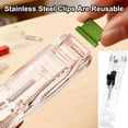 thumbnail image 2 of Portable Binder Clip Stapler- Includes 50 Reusable Clips, Handheld Paper Clam Clip Dispenser Large Size, Mini Push Stapler Clamp Staplers for Office Work, Document Organization, 2 of 7