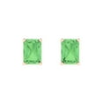 thumbnail image 3 of 2.0 Ct Emerald Cut Studs Green Crystal 14K Rose Solid Gold Everyday Dainty Earrings Push Back, 3 of 7