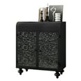 thumbnail image 6 of Youmumeub 27.5" Accent Cabinet with 2 Doors, Steel Sideboard Buffet with Embossed Pattern, Distressed Black & Gold Finish for Living Room, Entryway, 6 of 13
