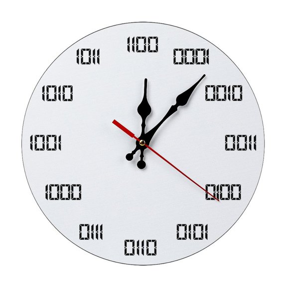 Non Ticking Wall Clock, Binary Time Wall Clock Battery Operated, 10 Inch Clocks, Vintage Rustic Chic Style Wood Clock, Decor for Office, House, Farmhouse, Outdoor