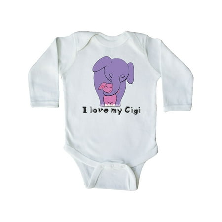 

Inktastic I Love my Gigi Elephant Purple Pink Gift Baby Girl Long Sleeve Bodysuit