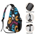thumbnail image 3 of Sling Backpack,Halloween Colorful Spooky Elements Sling Bag with Water Bottle Holder,Waterproof Sling Bag for Men/Women with Headphone Jack for Hiking,Travel, 3 of 6