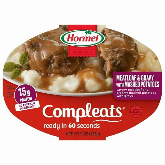 HORMEL COMPLEATS Meatloaf & Gravy with Mashed Potatoes 9 oz Plastic Microwaveable Tray (Pack of 5)