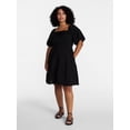 thumbnail image 2 of Time and Tru Women's Mini Dress with Puff Sleeves, Sizes XS-XXXL, 2 of 6