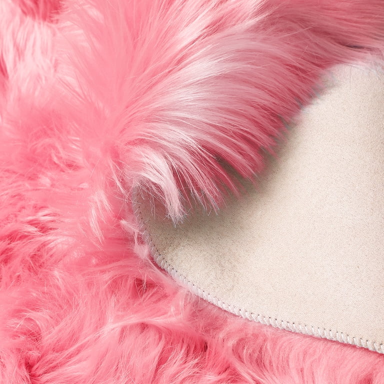 Clara Clark Ultra Soft Faux Fur Sheepskin Rug-Light Pink