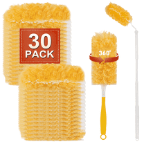 Xueyu 30 Count Duster Refills Compatible with Swiffer, 360° Heavy Duty Duster Refills for Cleaning Furniture, Blinds, Ceiling Fans (30 Count Refills 1Short Handle 1 Extended Handle)