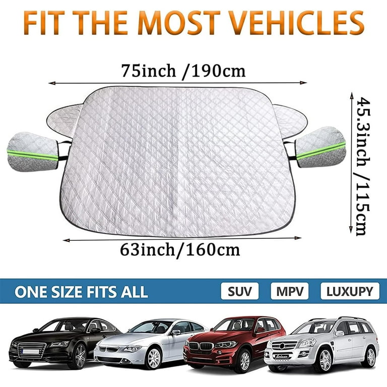  Car Windshield Snow Cover with 4 Layers Windproof