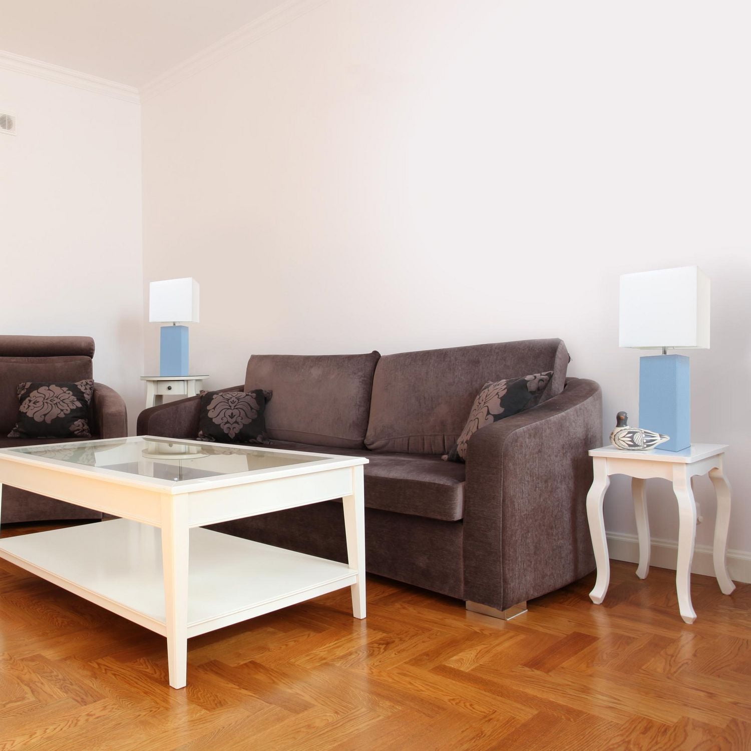 Elegant Designs 2 Pack Modern Leather Table Lamps with White Fabric Shades