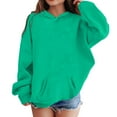 thumbnail image 4 of Unbranded Soft cotton girls' sweatshirts Girls Hooded Pullover Long Sleeve Patchwork Sweatshirt Warm Soft Comfortable Blouse tops for toddler Kids Outerwear Green 18-24 Months, 4 of 5
