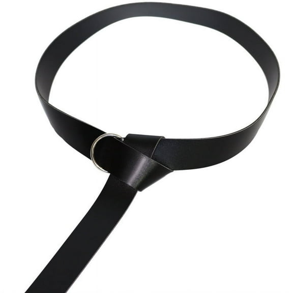 ITSAME Vintage Belt for Womens, Leather Solid Color Adjustable Knight O-ring Belt Black Free Size