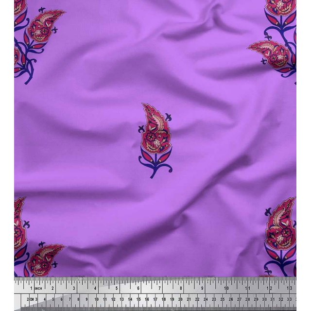 Soimoi Moss Georgette Fabric Artistic Leaves Print Sewing Fabric Yard 42 Inch Wide