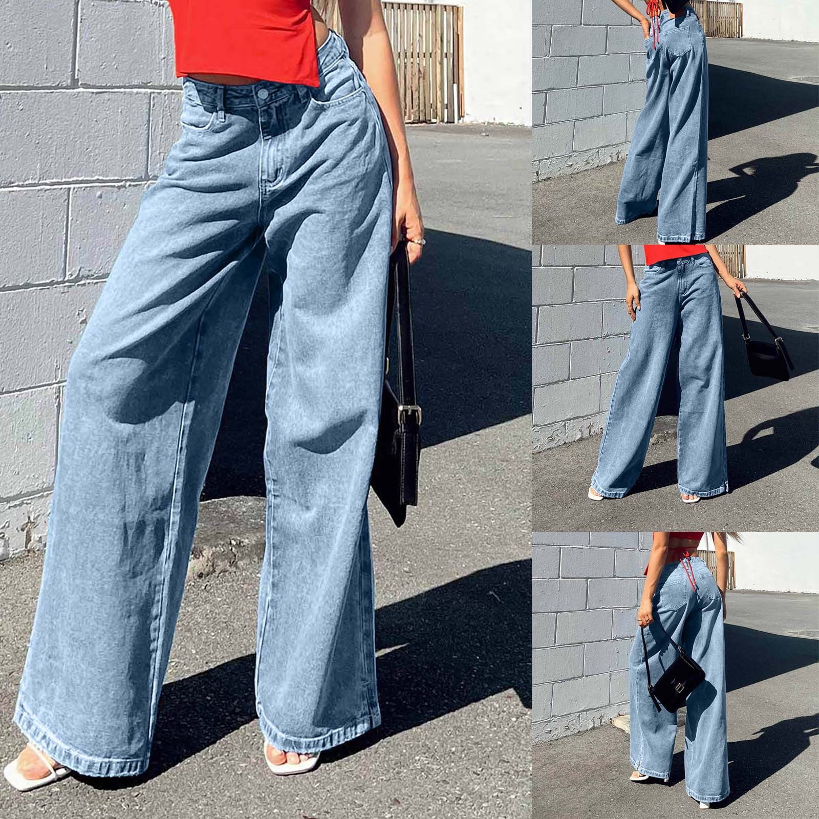 HDLTE Women Wide Leg Jeans High Waist Baggy Jeans Loose Boyfriend Jeans  Denim Pants Y2K at  Women's Jeans store