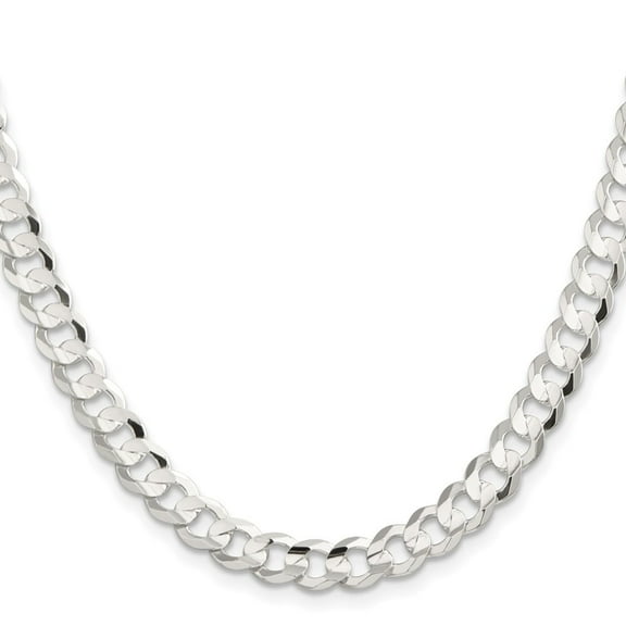 Diamond2Deal 925 Sterling Silver 7.8mm Concave Beveled Curb Chain Necklace for Men 16"