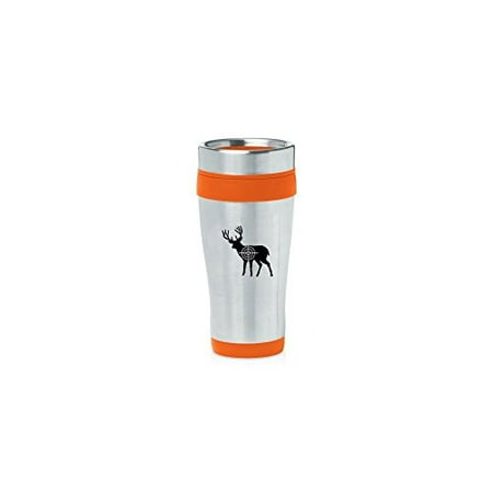 

Orange 16oz Insulated Stainless Steel Travel Mug Z1797 Deer with Bullseye MIP