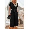 thumbnail image 6 of Chic and Comfortable Black Wide Leg Jumpsuit - Short Sleeves and Tie Waist | [ZhiHiMeRi] | (US 12-14)L, 6 of 12
