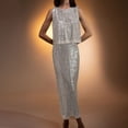 thumbnail image 2 of GigrtiJin Womens Elegant Glitter 2 Piece Outfits Sequin Sleeveless Crop Top and Sparkle Maxi Pencil Skirt Party Set, 2 of 5