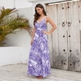 thumbnail image 7 of Womens Sexy Spaghetti Strap Deep V Neck Floral Boho Criss Cross Backless Chiffon Beach Party Long Maxi Dress, 7 of 7