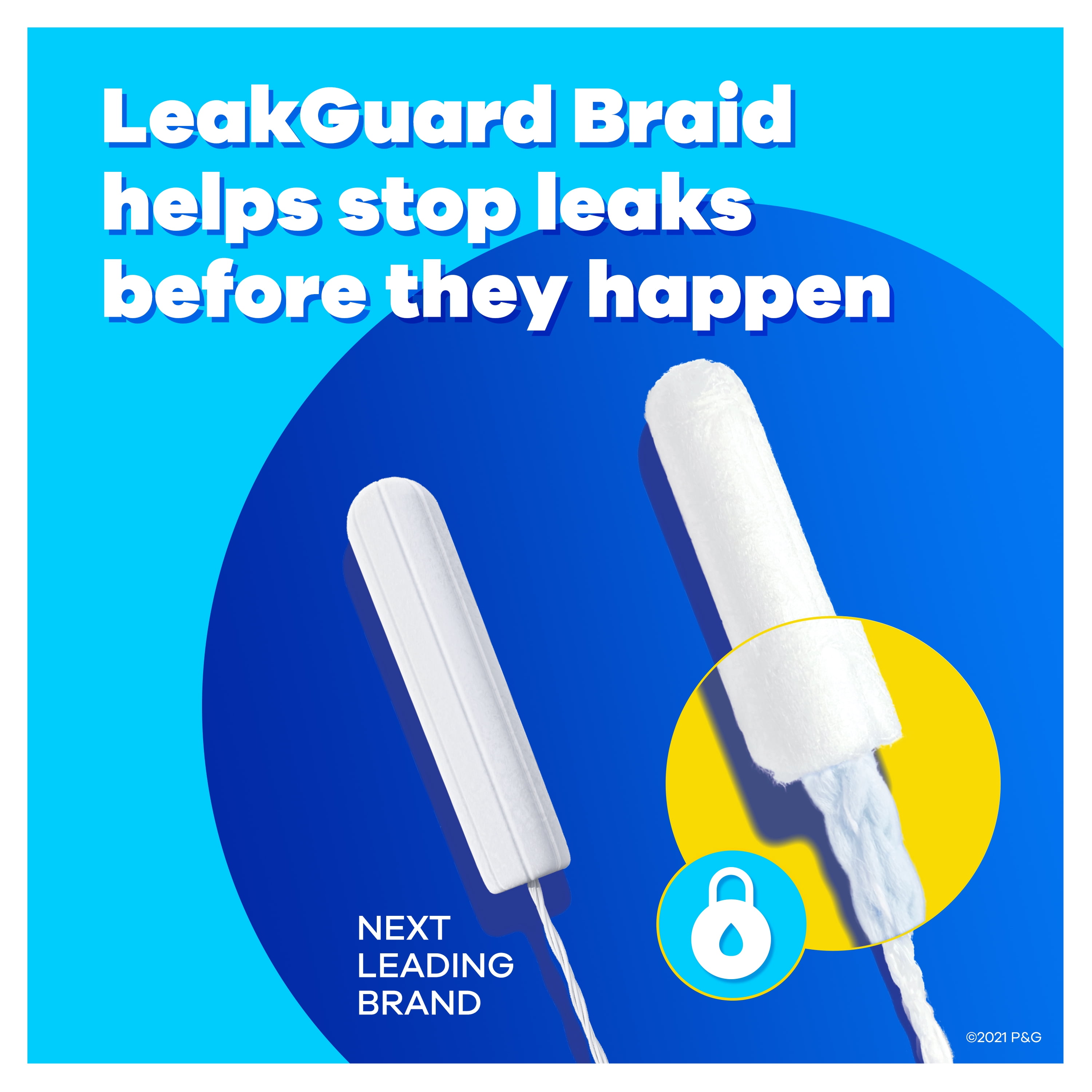 Tampax Pearl Compact Tampons with LeakGuard Braid, Regular, 32 Ct